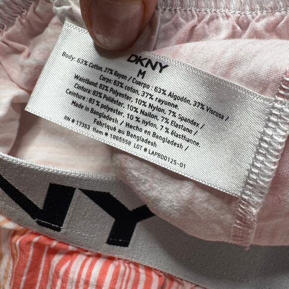 DKNY Pink Striped Casual Shorts Size M Women’s Loungewear - Picture 7 of 7